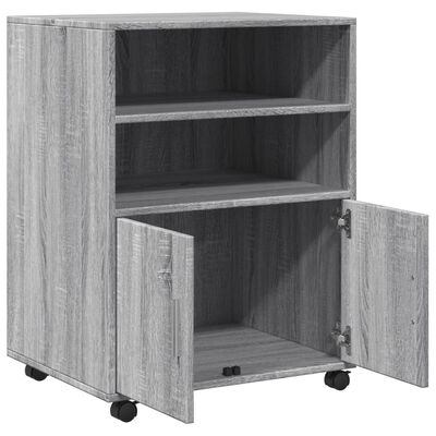 vidaXL Rolling Cabinet Grey Sonoma 60x48x81 cm Engineered Wood