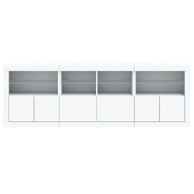 vidaXL Sideboard with LED Lights White 202x37x67 cm