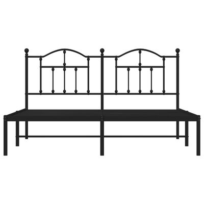 vidaXL Metal Bed Frame without Mattress with Headboard Black 183x213 cm