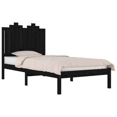 vidaXL Bed Frame without Mattress Black Solid Wood Small Single