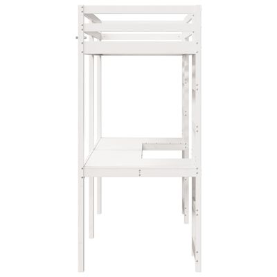 vidaXL Loft Bed Frame without Mattress White 75x190 cm Small Single Solid Wood Pine