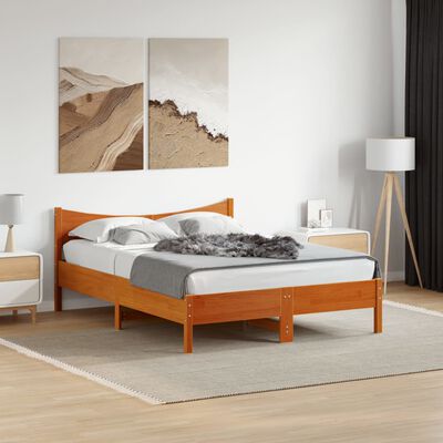 vidaXL Bed Frame without Mattress Wax Brown 120x200 cm Solid Wood Pine