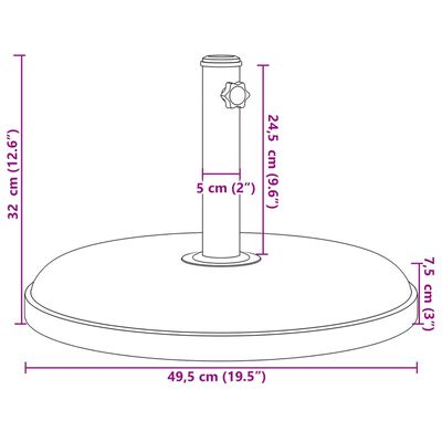 vidaXL Parasol Base for Ø32/35/38 mm Poles 25 kg Round