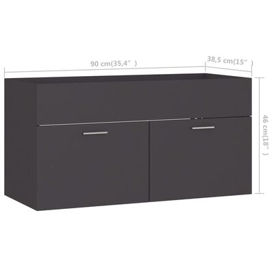 vidaXL 2 Piece Bathroom Furniture Set Grey Engineered Wood