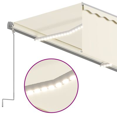 vidaXL Manual Retractable Awning with Blind&LED 5x3m Cream