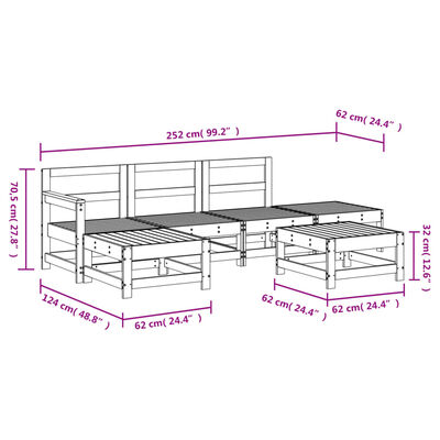 vidaXL 6 Piece Garden Lounge Set White Solid Wood Pine