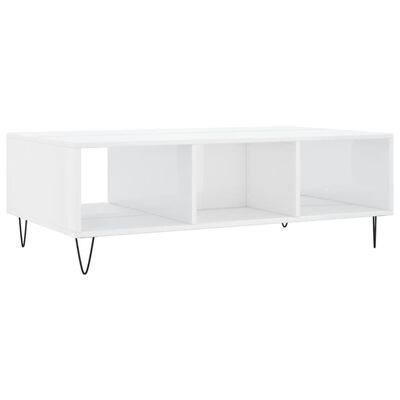 vidaXL Coffee Table High Gloss White 104x60x35 cm Engineered Wood