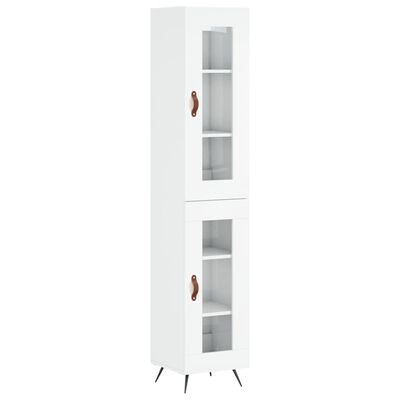 vidaXL Highboard High Gloss White 34.5x34x180 cm Engineered Wood