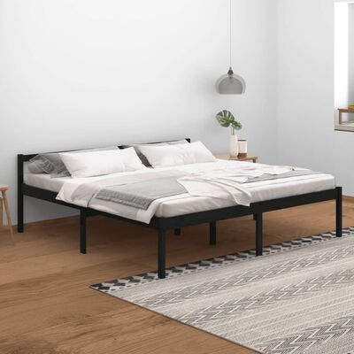 vidaXL Senior Bed without Mattress Black 200x200 cm Solid Wood Pine