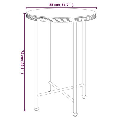 vidaXL Dining Table Ø55 cm Tempered Glass and Steel