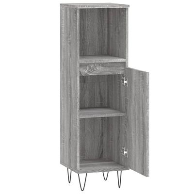 vidaXL Bathroom Cabinet Grey Sonoma 30x30x100 cm Engineered Wood