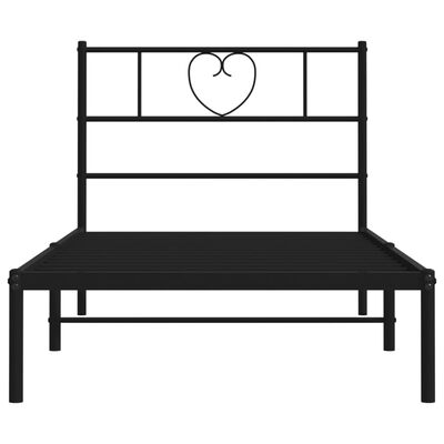 vidaXL Metal Bed Frame without Mattress with Headboard Black 90x190 cm Single