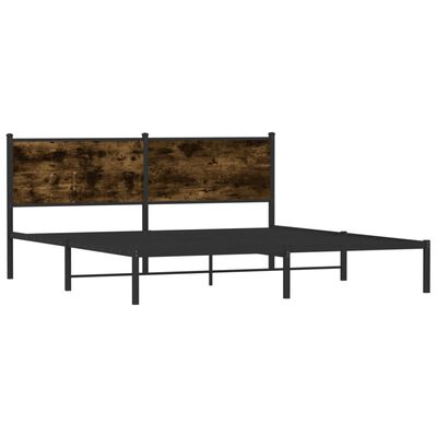 vidaXL Metal Bed Frame without Mattress Smoked Oak 160x200 cm