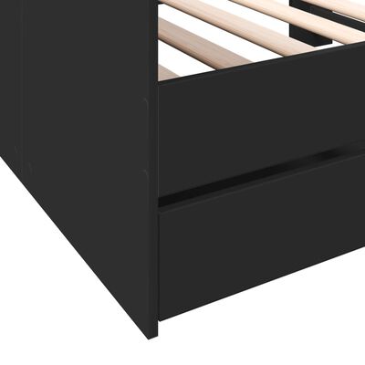 vidaXL Daybed with Drawers without Mattress Black 75x190 cm Small Single