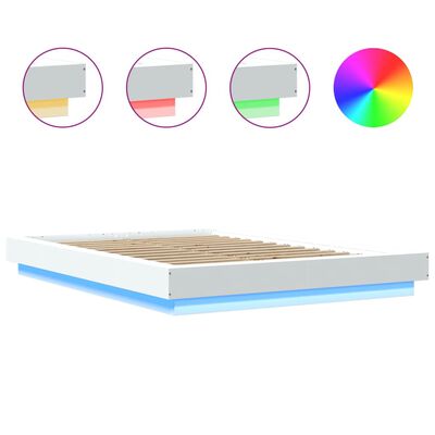 vidaXL Bed Frame with LED Lights without Mattress White 140x200 cm