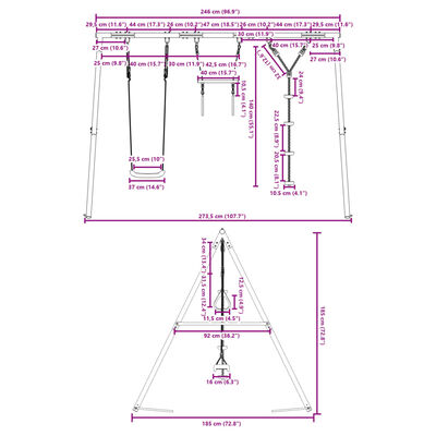 vidaXL Outdoor Swing Set with Swing. Trapeze. Disc Swing