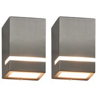 vidaXL Outdoor Wall Lights 2 pcs 35 W Silver Rectangular