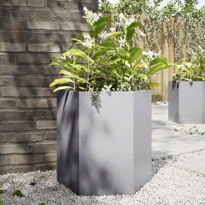 vidaXL Garden Planter Hexagon 46x40x45 cm Galvanized Steel