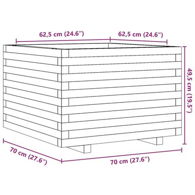 vidaXL Garden Planter Wax Brown 70x70x49.5 cm Solid Wood Pine