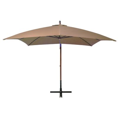 vidaXL Hanging Garden Parasol with Pole Taupe 3x3 m Solid Fir Wood