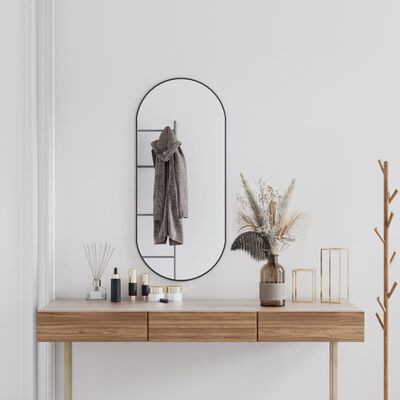 vidaXL Wall Mirror Black 100x45 cm Oval