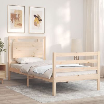 vidaXL Bed Frame with Headboard Small Single Solid Wood