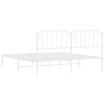 vidaXL Metal Bed Frame without Mattress with Headboard White 180x200 cm Super King