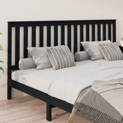 vidaXL Bed Headboard Black 206x6x101 cm Solid Wood Pine