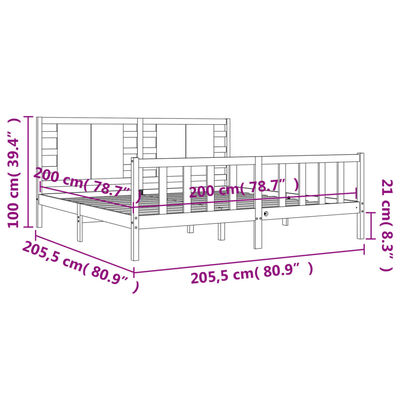 vidaXL Bed Frame without Mattress White 200x200 cm Solid Wood Pine