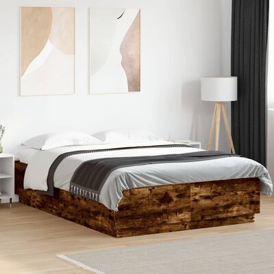 vidaXL Bed Frame without Mattress Smoked Oak 140x200 cm