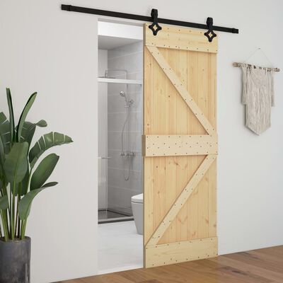 vidaXL Sliding Door with Hardware Set 80x210 cm Solid Pine Wood