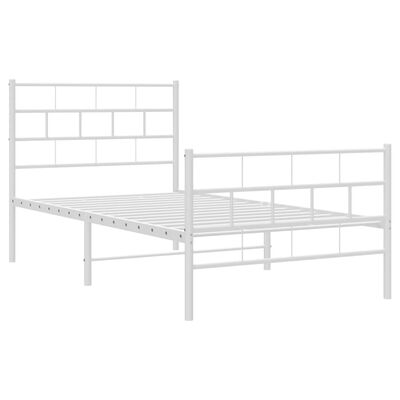 vidaXL Metal Bed Frame without Mattress with Footboard White 90x200 cm