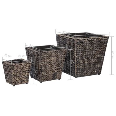 vidaXL Raised Beds 3 pcs Water Hyacinth Brown