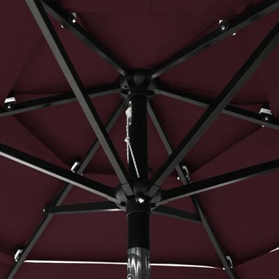 vidaXL 3-Tier Garden Parasol with Aluminium Pole Bordeaux Red 2 m