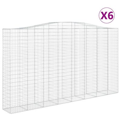 vidaXL Arched Gabion Baskets 6 pcs 400x50x220/240 cm Galvanised Iron