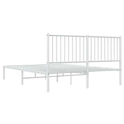 vidaXL Metal Bed Frame without Mattress with Headboard White 150x200 cm King Size