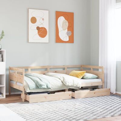 vidaXL Daybed with Drawers without Mattress 80x200 cm Solid Wood