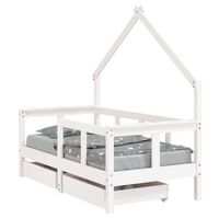 vidaXL Kids Bed Frame with Drawers White 70x140 cm Solid Wood Pine