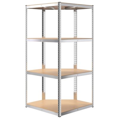 vidaXL 4-Layer Shelves 5 pcs Silver Steel&Engineered Wood