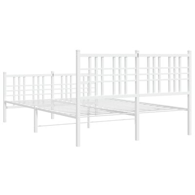 vidaXL Metal Bed Frame without Mattress with Footboard White 120x200 cm