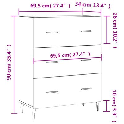 vidaXL Sideboard Black 69.5x34x90 cm Engineered Wood