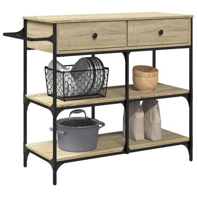 vidaXL Kitchen Trolley Sonoma Oak 105x42x95 cm Engineered Wood