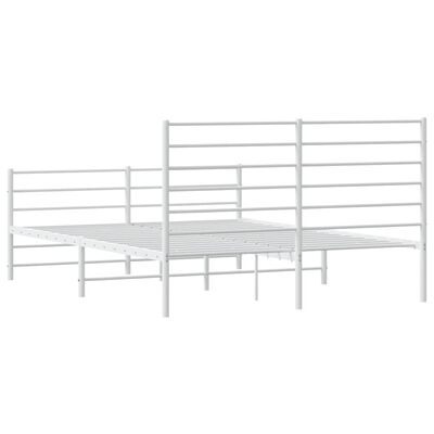 vidaXL Metal Bed Frame without Mattress with Footboard White 135x190 cm Double