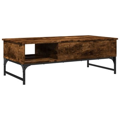 vidaXL Coffee Table Smoked Oak 100x50x35 cm Engineered Wood and Metal