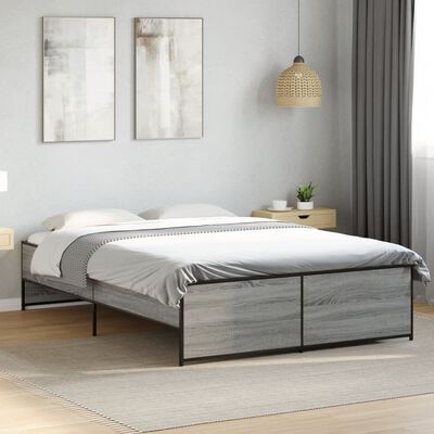 vidaXL Bed Frame without Mattress Grey Sonoma 140x190 cm