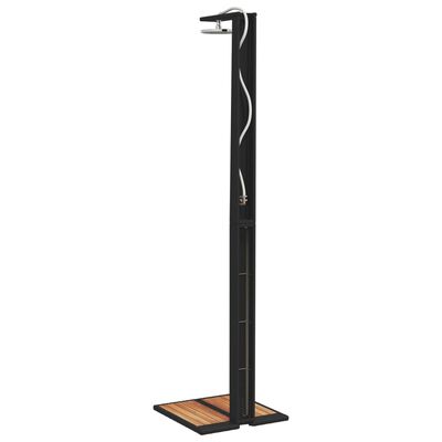 vidaXL Outdoor Shower Black 50x55x224 cm Poly Rattan and Acacia Wood