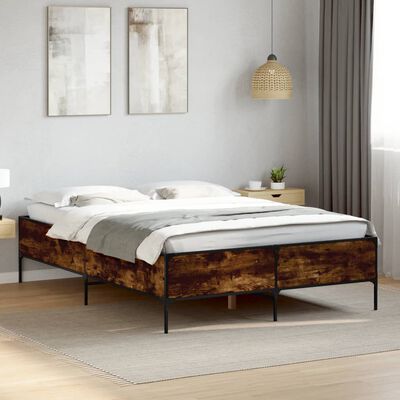 vidaXL Bed Frame without Mattress Smoked Oak 150x200 cm King Size