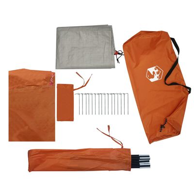 vidaXL Camping Tent Tunnel 3-Person Orange Waterproof