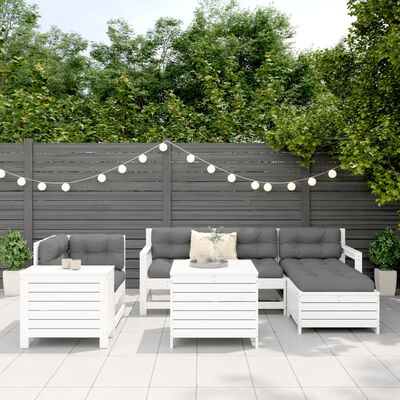 vidaXL 7 Piece Garden Sofa Set White Solid Wood Pine