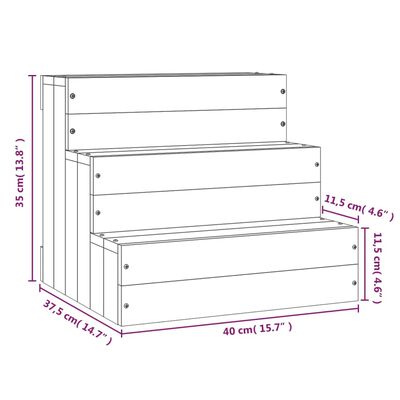 vidaXL Pet Stair Grey 40x37.5x35 cm Solid Wood Pine